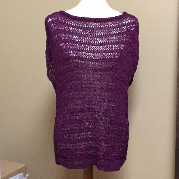 WHBM SHORT-SLEEVE OPEN-STITCH PULLOVER SWEATER - Picture 4 of 8